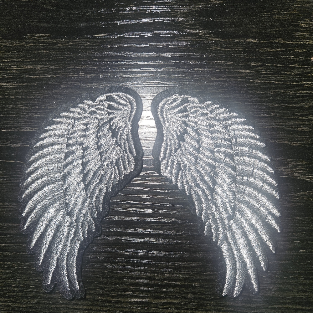 🦇 Lot B/D Elegant Silver Angel Wings Embrodiered Patch